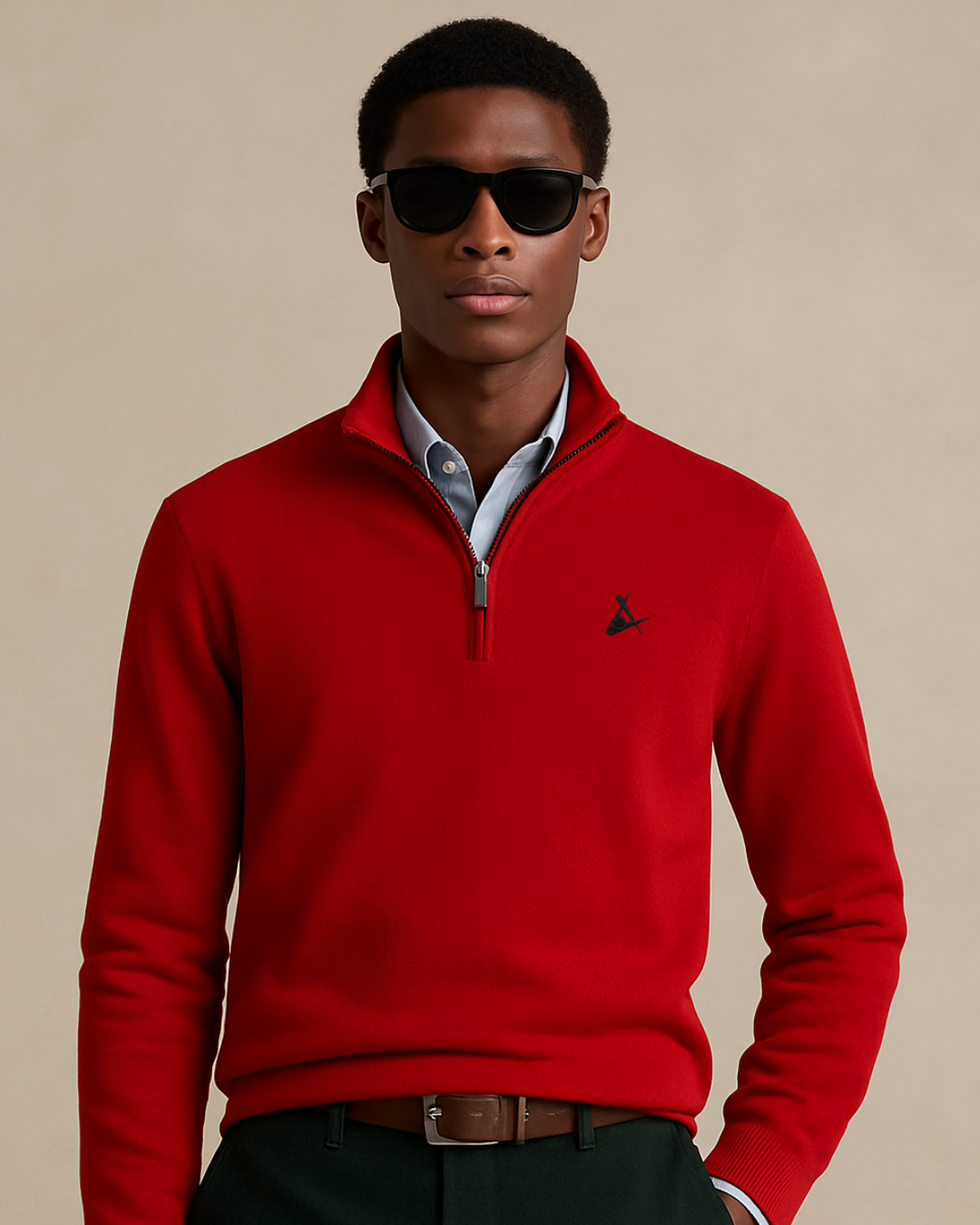 RED QUARTER ZIP
